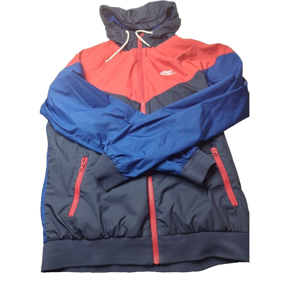 Vintage Nike Hoodie Full Zip Size M Red And Navy Women Medium Pockets Lined - Picture 6 of 8